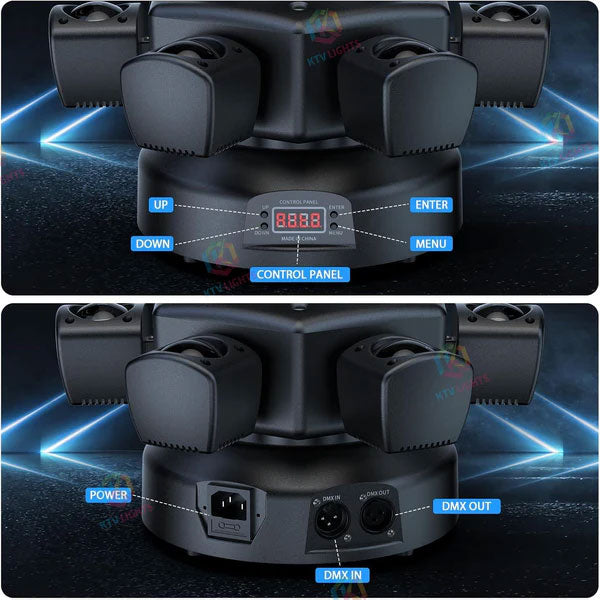 KTVLIGHTS 120W Six Arm Moving Head Light RGBW DJ Stage Lighting-E9