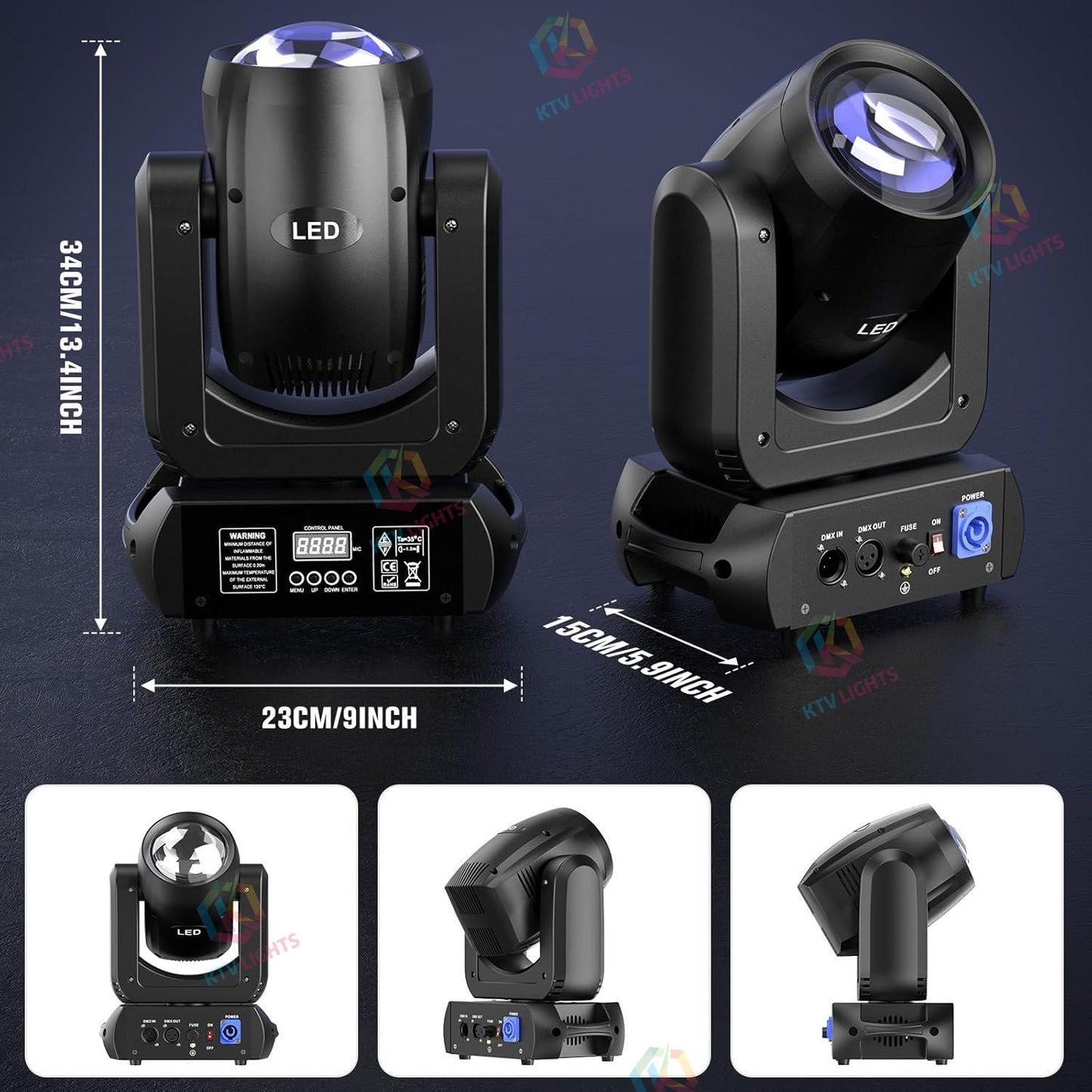 KTVLIGHTS LED 150W RGBW Beam Moving Head Light DJ Stage Lighting - E19