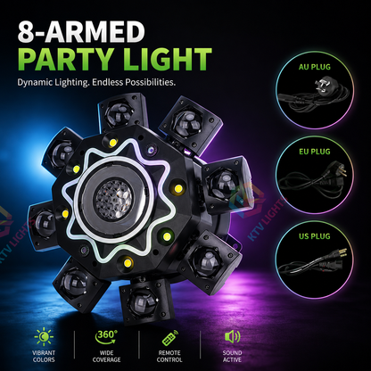 KTVLIGHTS 8 Arm RGBW Moving Head DJ Stage Light-E88