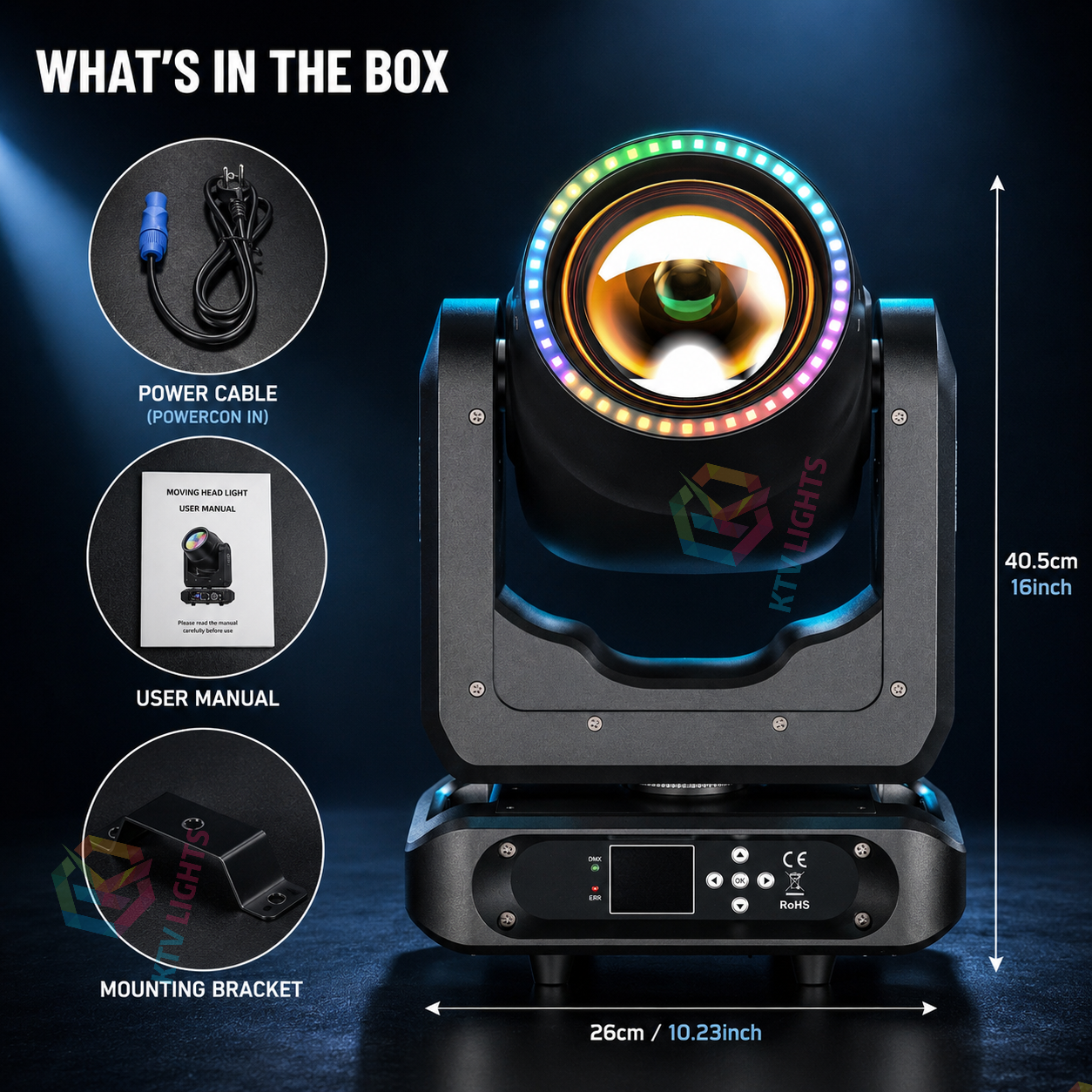 KTVLIGHTS RGB Moving Head DJ Stage Light for Club Party Events-E85