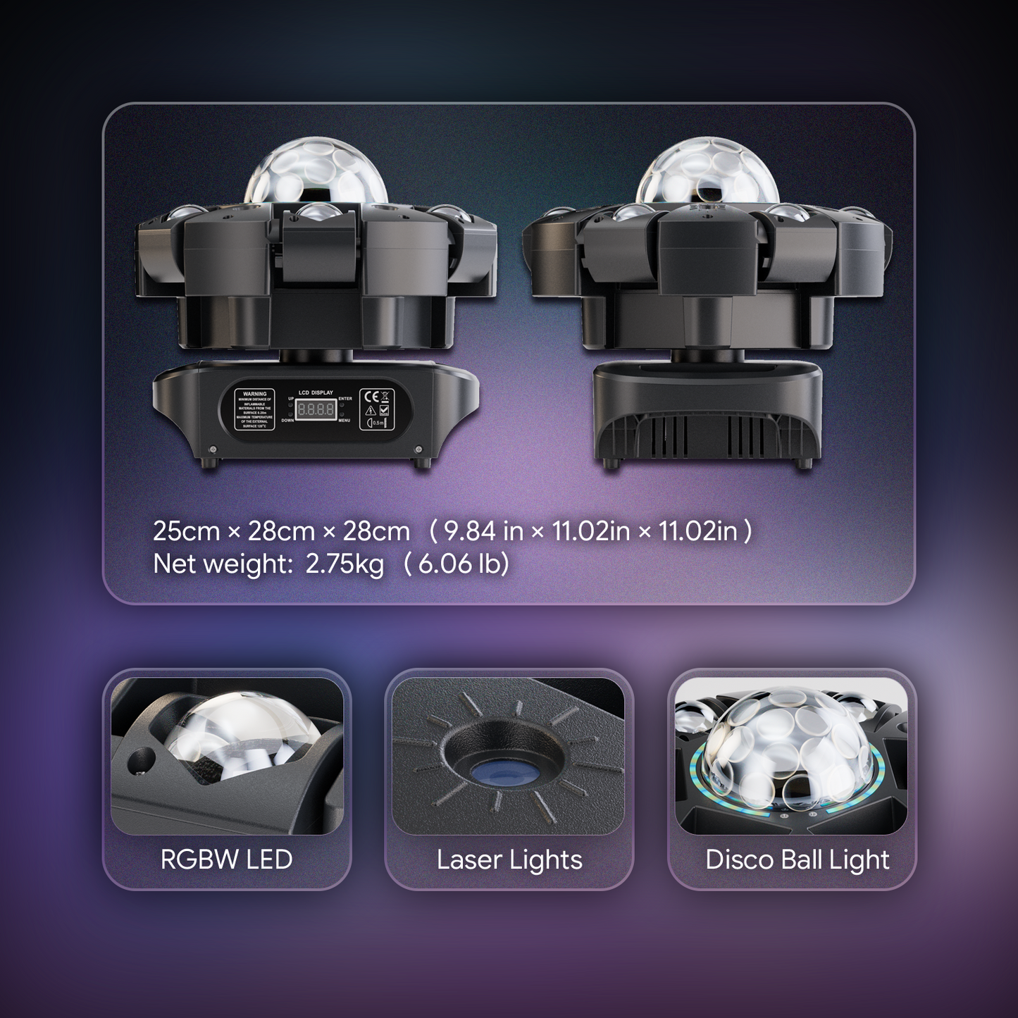 KTVLIGHTS LED Six Arm Moving Magic Ball Light DJ Stage Lighting-E74