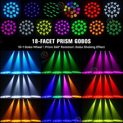 KTVLIGHTS 150W RGBW 4-in-1 Beam Moving Head DJ Stage Light-E58