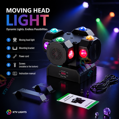 KTVLIGHTS LED 200W RGBW Moving Head Light DMX512 DJ Stage Lighting - E49