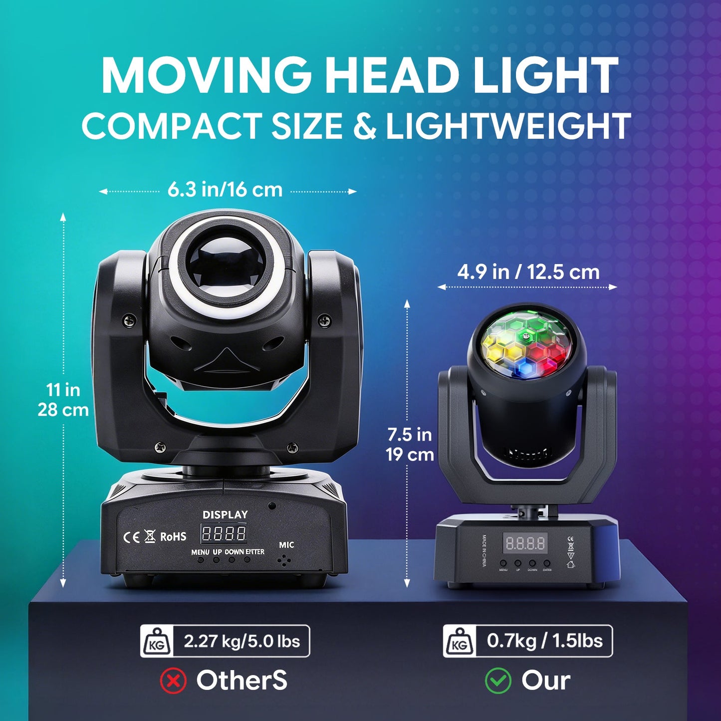 KTVLIGHTS RGBW Mini Magic Ball Moving Head Light DJ Stage Lighting-E77