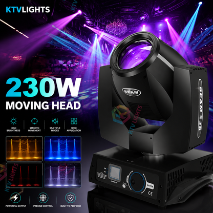 KTVLIGHTS 6 230W 7R Beam Moving Head Light for DJ Stage & Events - E42