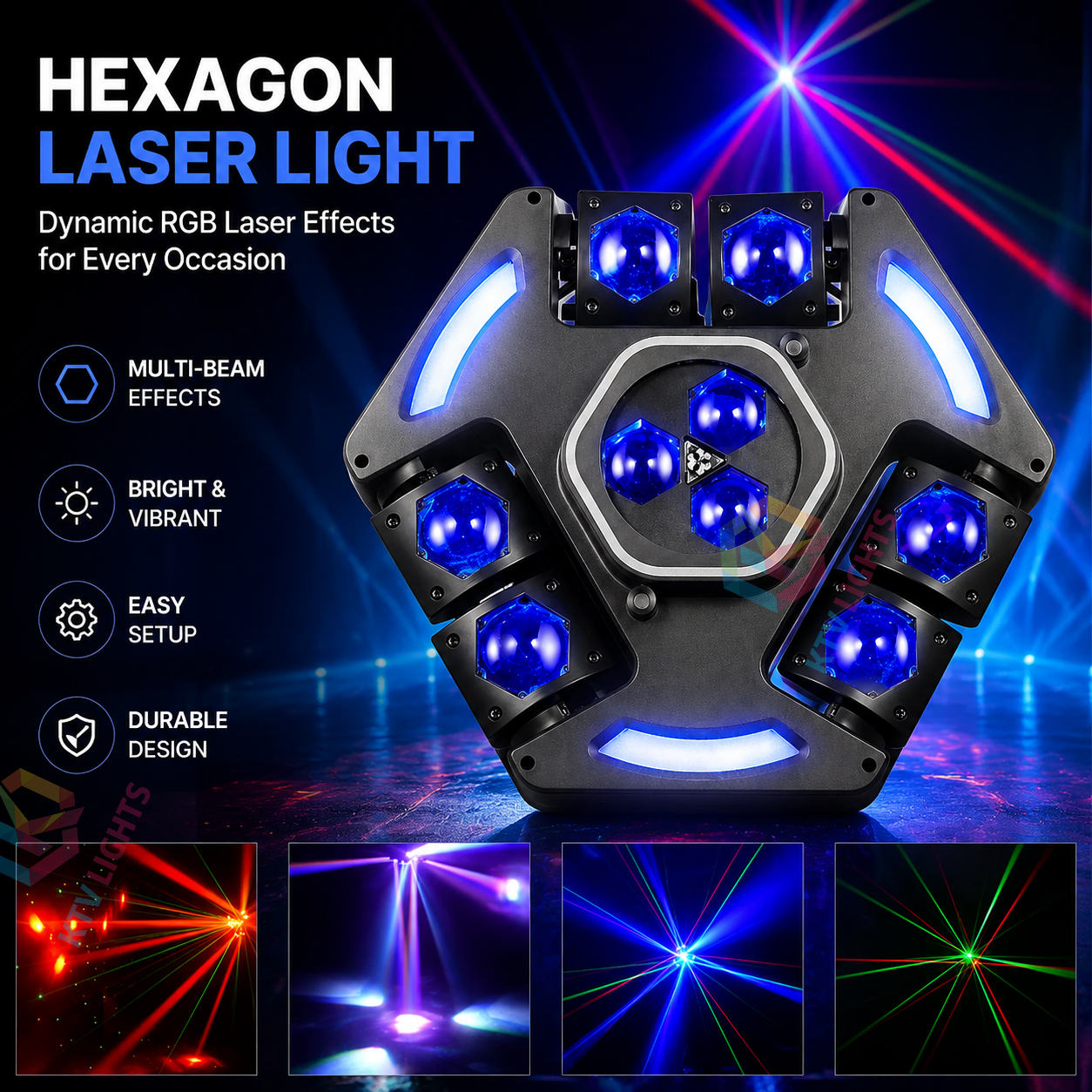 KTVLIGHTS 4-in-1 War God Moving Head Light RGBW DJ Stage Lighting-E56