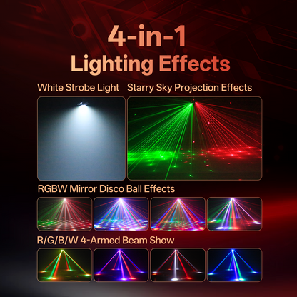 KTVLIGHTS RGBW Four Arm Magic Ball Stage Light DJ Lighting-E73