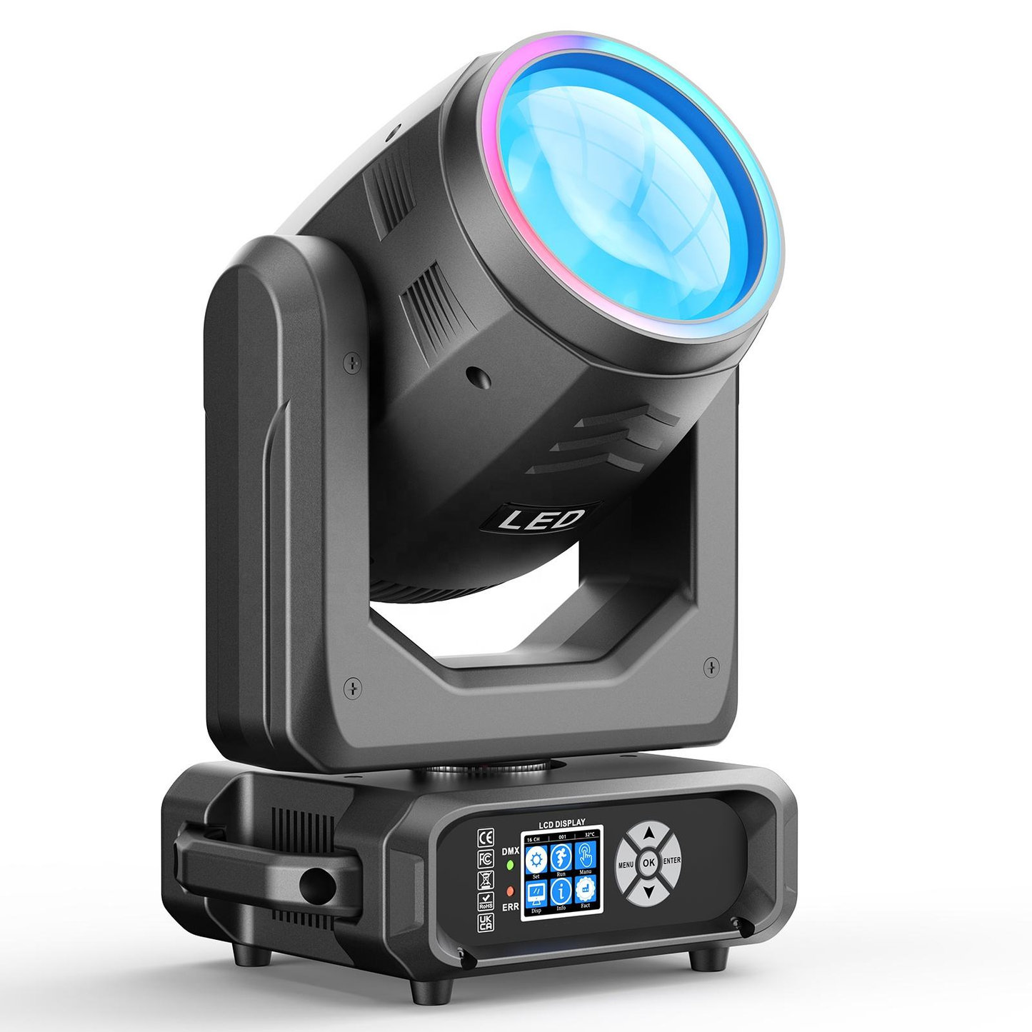 KTVLIGHTS 200W 18 Prism Rainbow LED Moving Head DJ Stage Light - E62