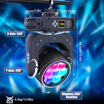KTVLIGHTS 7x40W RGBW LED Zoom Moving Head DJ Stage Light - E63
