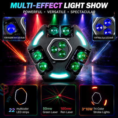 KTVLIGHTS 4-in-1 War God Moving Head Light RGBW DJ Stage Lighting-E56