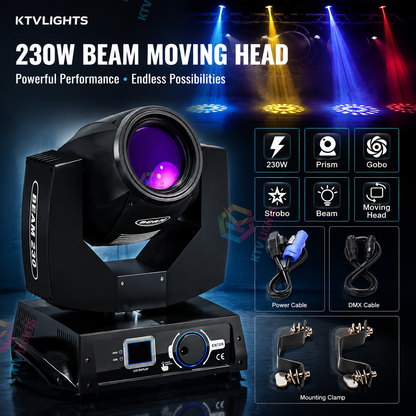 KTVLIGHTS 6 230W 7R Beam Moving Head Light for DJ Stage & Events - E42