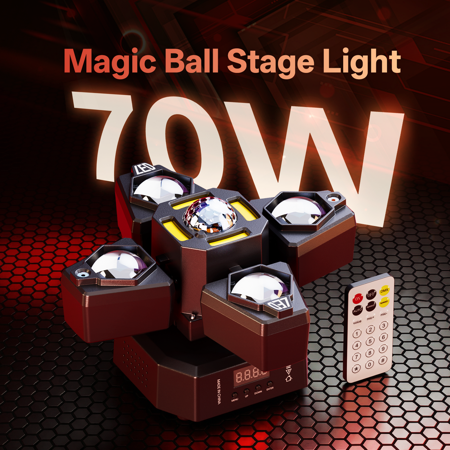 KTVLIGHTS RGBW Four Arm Magic Ball Stage Light DJ Lighting-E73