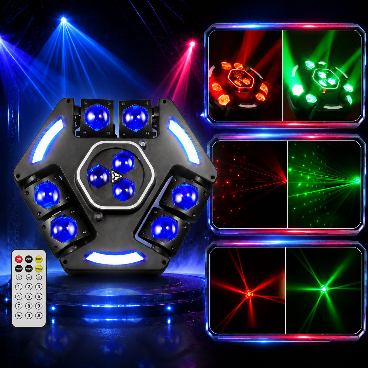 KTVLIGHTS 4-in-1 War God Moving Head Light RGBW DJ Stage Lighting-E56