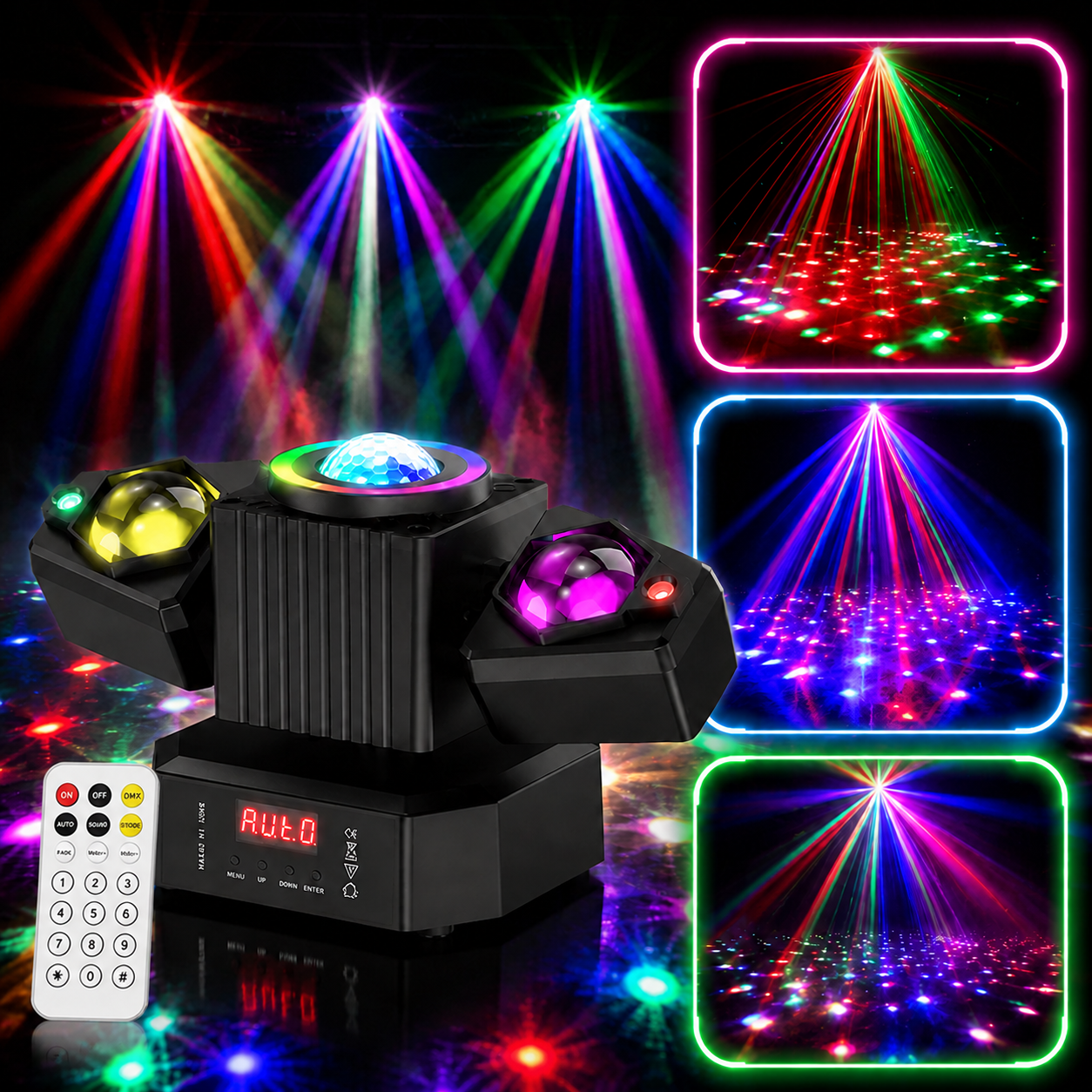 KTVLIGHTS 65W Dual Arm Moving Head Light RGBW DJ Stage Lighting - E14
