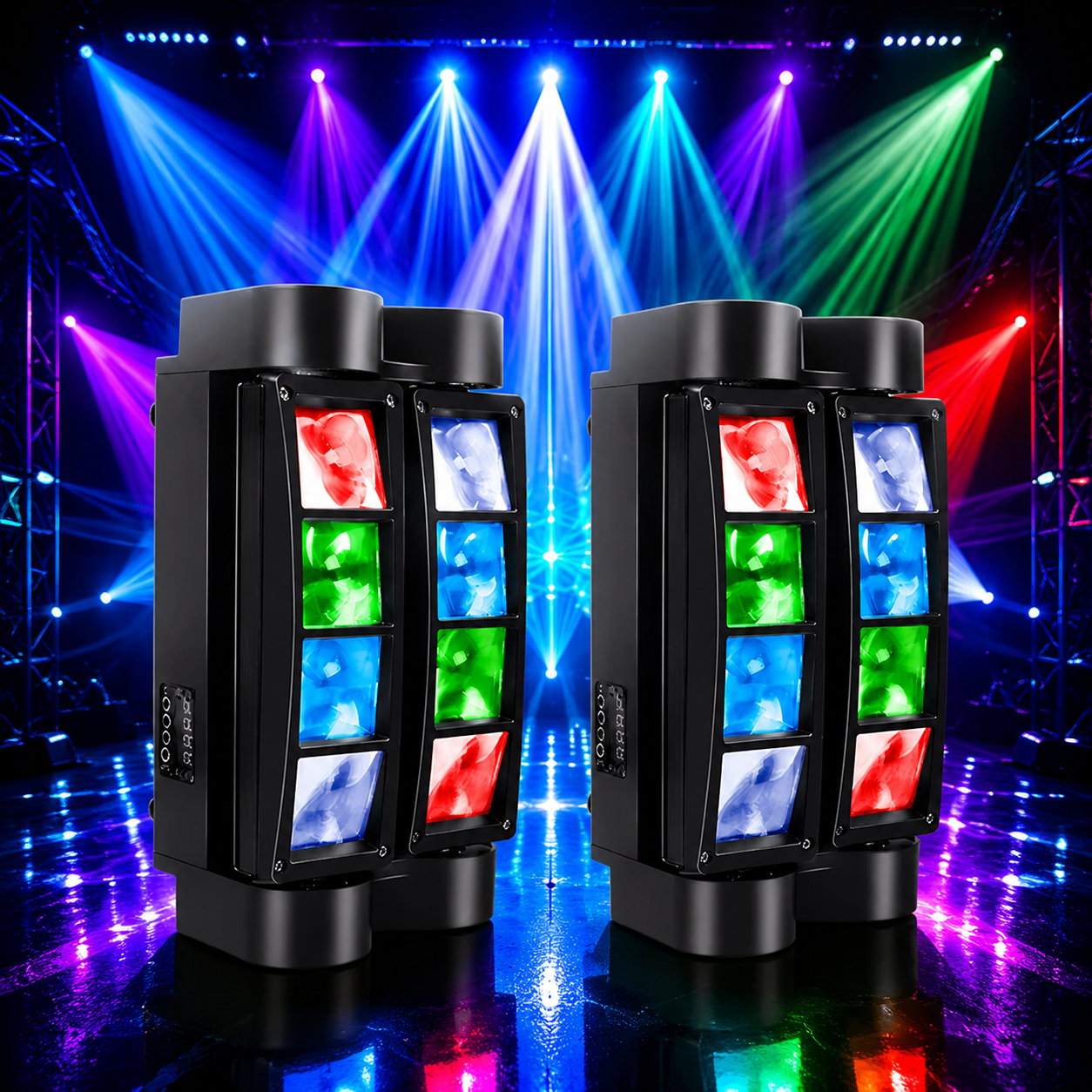 KTVLIGHTS 4-in-1 RGBW LED Moving Head Light for Party Shows-E23