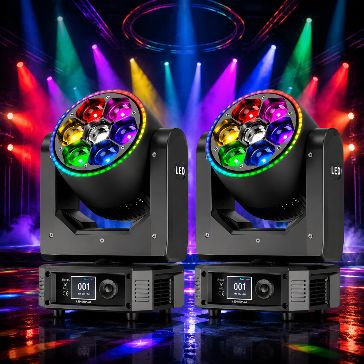 KTVLIGHTS 300W RGBW Bee Eye Moving Head Light for DJ Events-E29