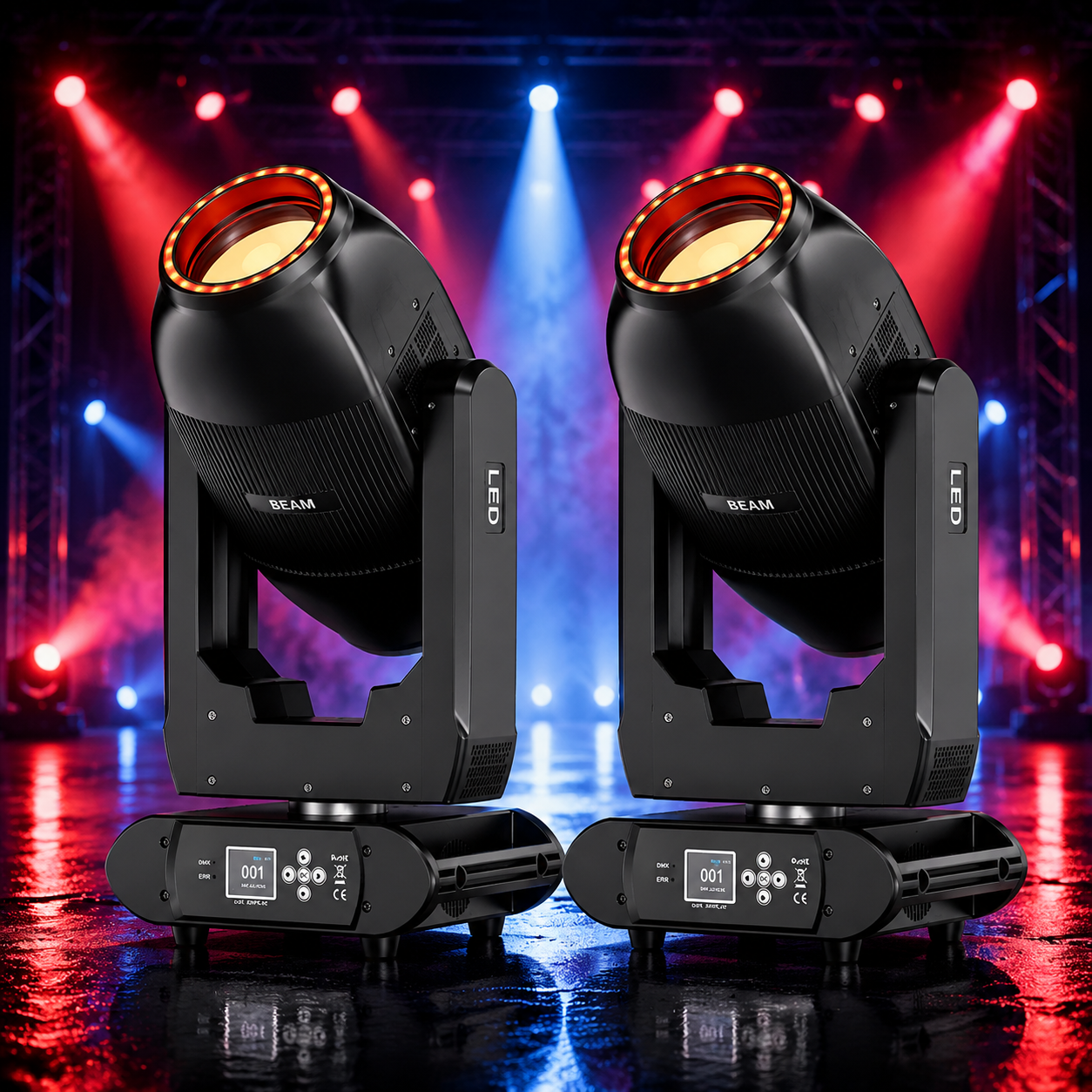 KTVLIGHTS 200W Dual Beam Moving Head DJ Stage Light 18 Prism-E36