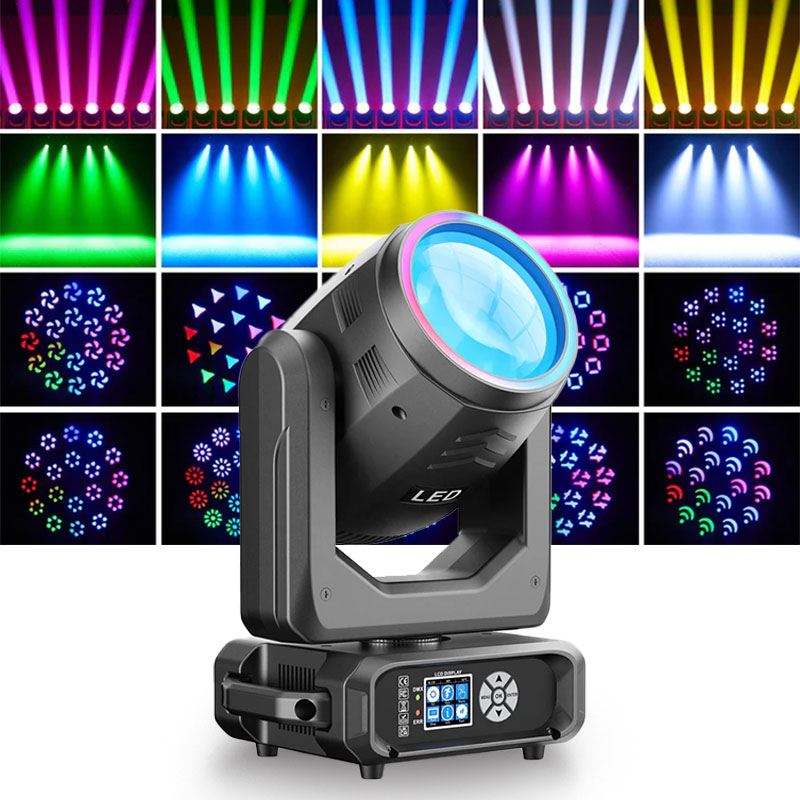 KTVLIGHTS 200W 18 Prism Rainbow LED Moving Head DJ Stage Light - E62