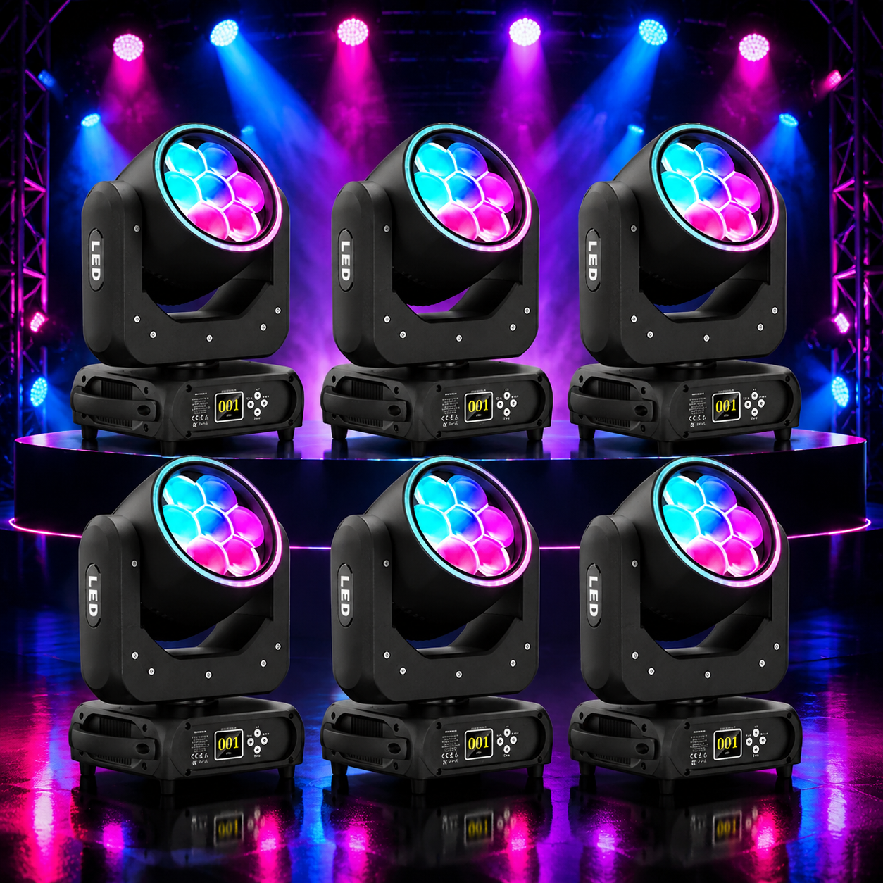KTVLIGHTS 7x40W RGBW LED Zoom Moving Head DJ Stage Light - E63