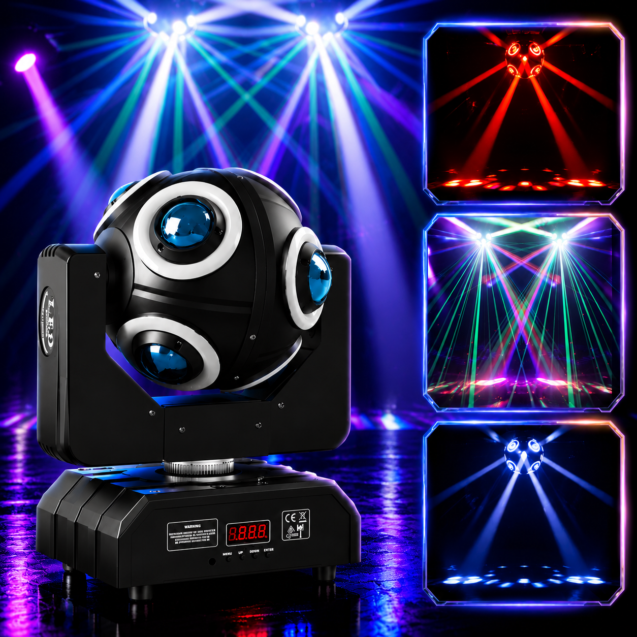 KTVLIGHTS 150W 8 LED RGBW 360 Rotating Moving Head Light-E65