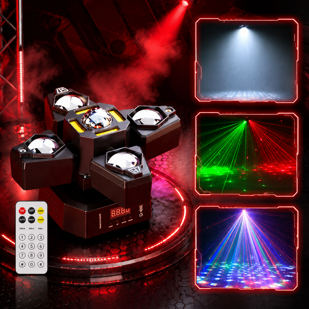KTVLIGHTS RGBW Four Arm Magic Ball Stage Light DJ Lighting-E73