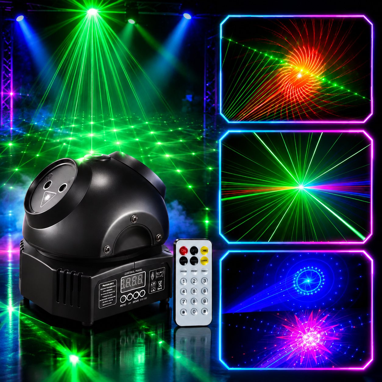 KTVLIGHTS Beam Moving Head Light DJ Stage Lighting with Laser Effects-E8