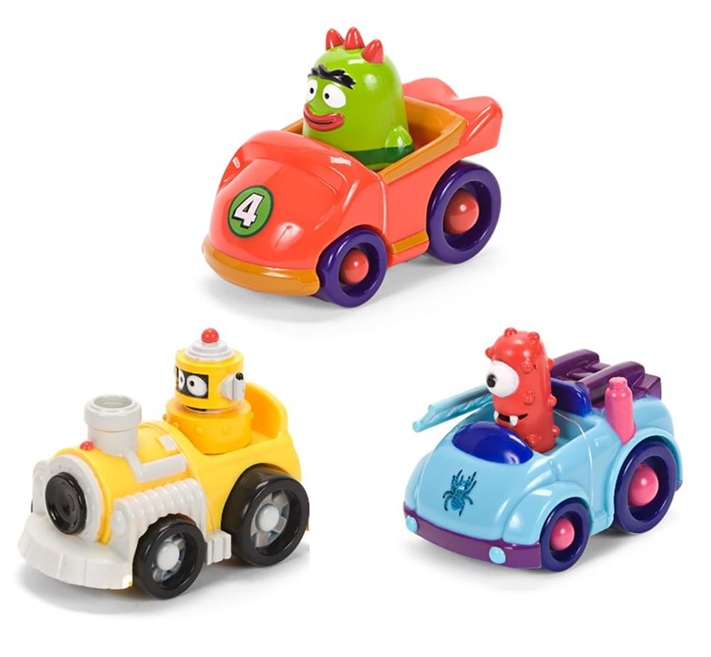 Yo Gabba Gabba 4" Muno, Plex, Brobee Figure Vehicles: Case of 9