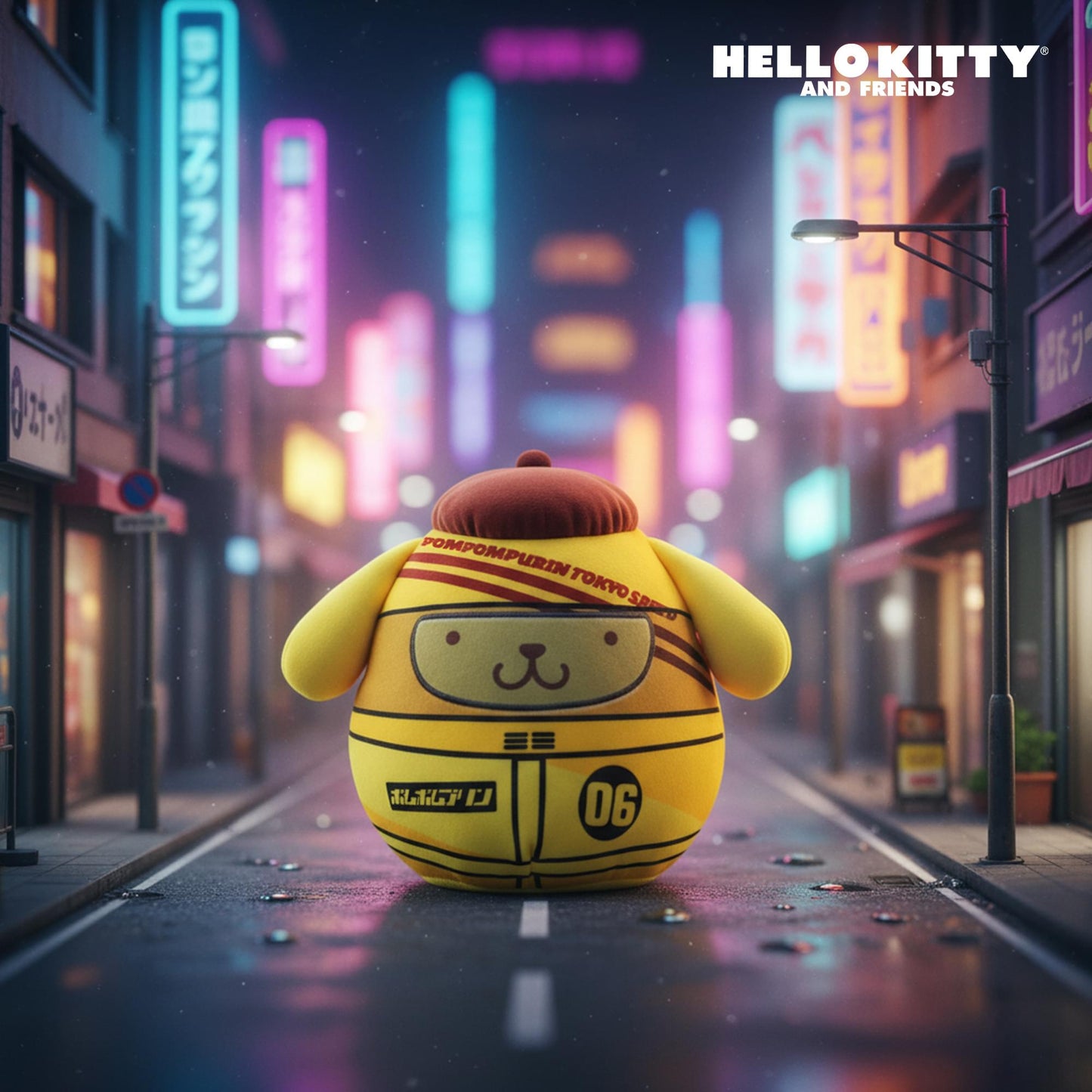 Squishmallows X Sanrio 8 Inch Plush | Pompompurin Tokyo Speed Racer