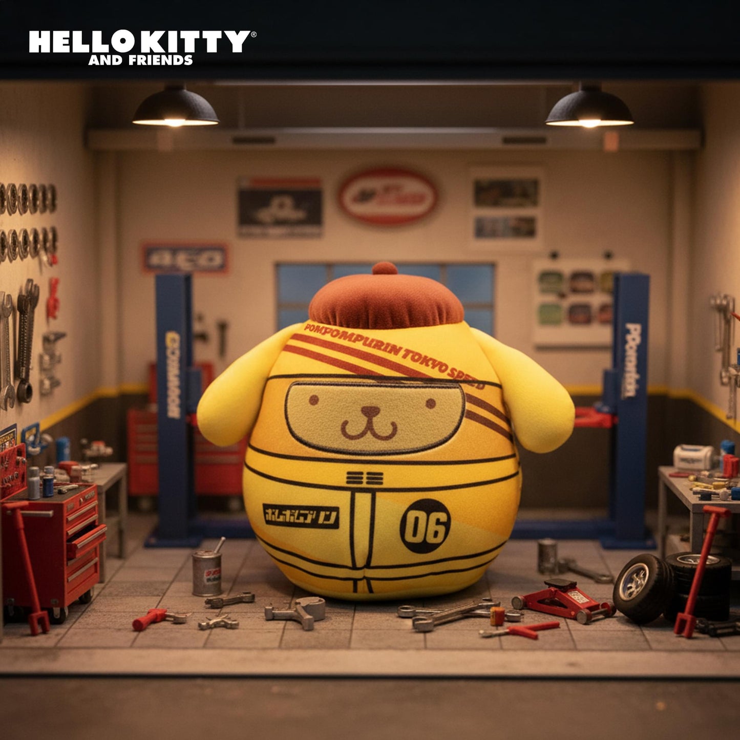 Squishmallows X Sanrio 8 Inch Plush | Pompompurin Tokyo Speed Racer