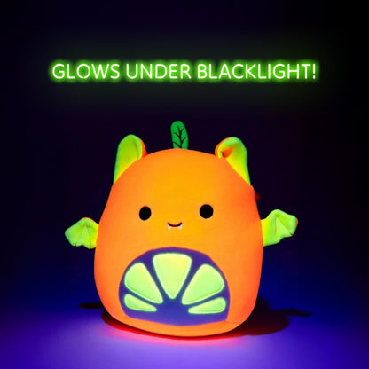 Squishmallows Blacklight Squad 8 Inch Plush | Barnet The Orange Fruit Bat
