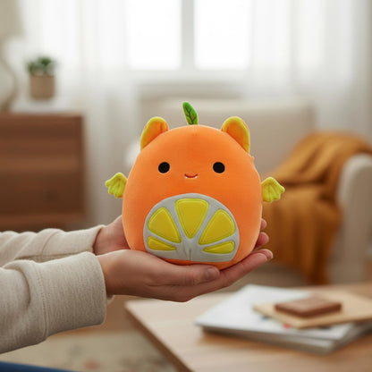 Squishmallows Blacklight Squad 8 Inch Plush | Barnet The Orange Fruit Bat