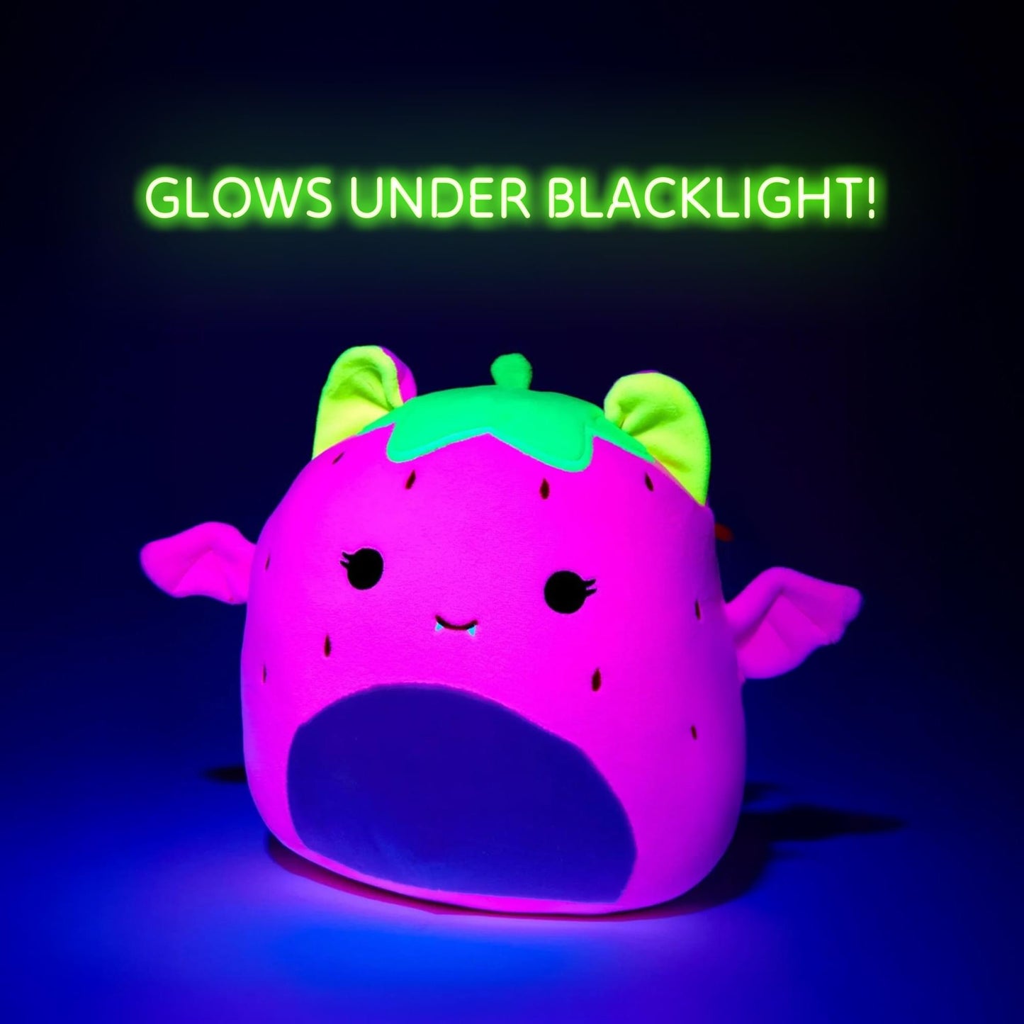 Squishmallows Blacklight Squad 8 Inch Plush | Gwendolyn The Strawberry Fruit Bat