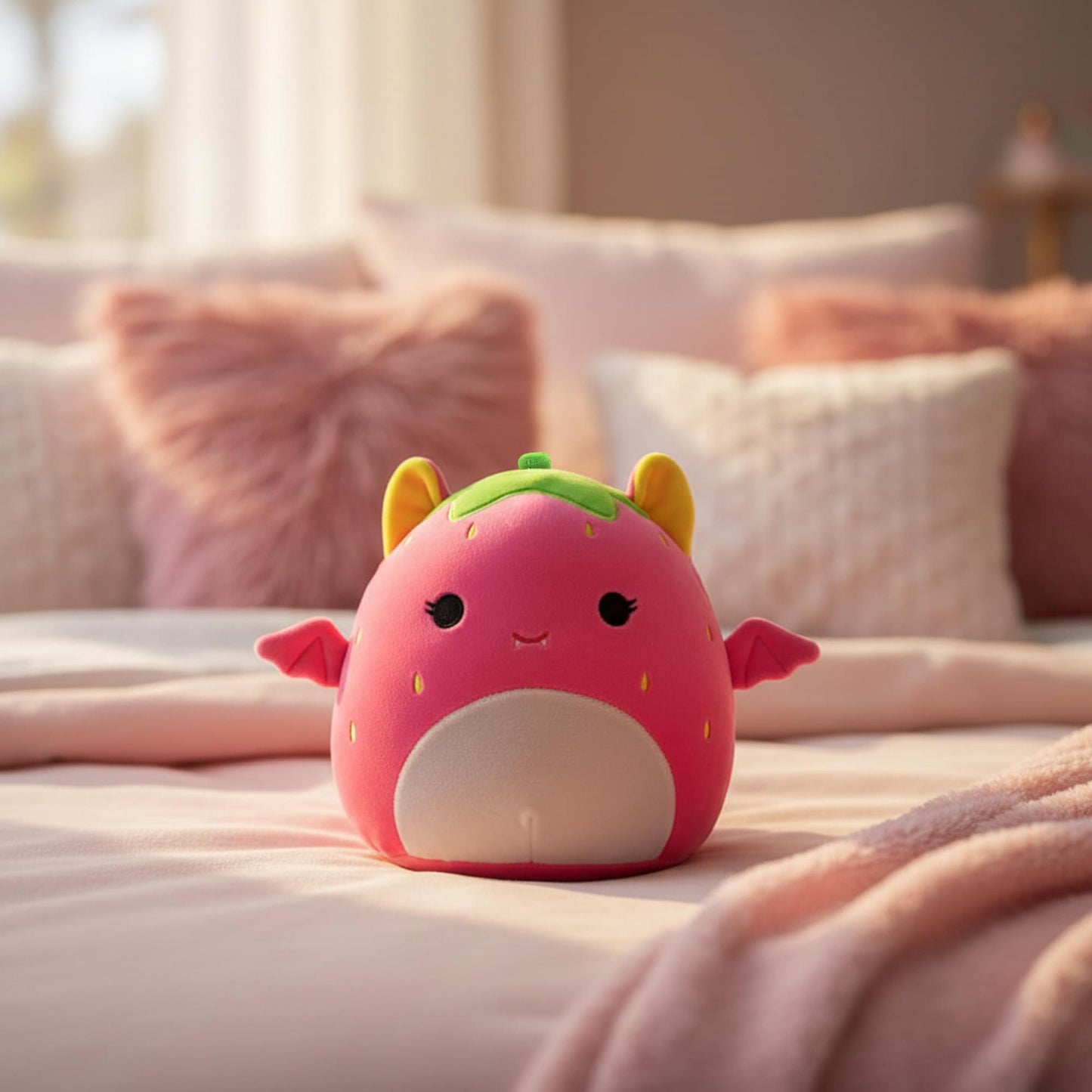Squishmallows Blacklight Squad 8 Inch Plush | Gwendolyn The Strawberry Fruit Bat