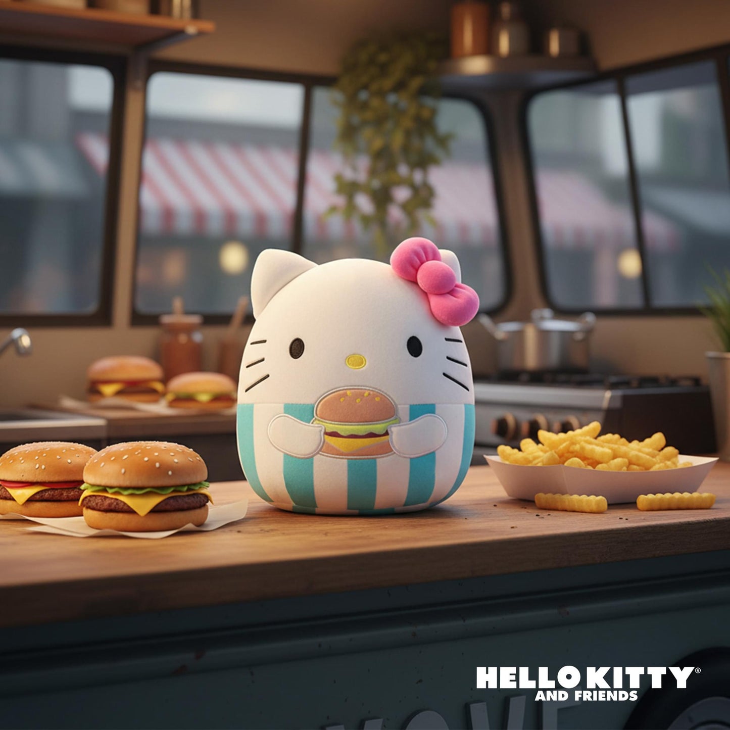 Squishmallows X Sanrio Food 8 Inch Plush | Hello Kitty With Cheeseburger