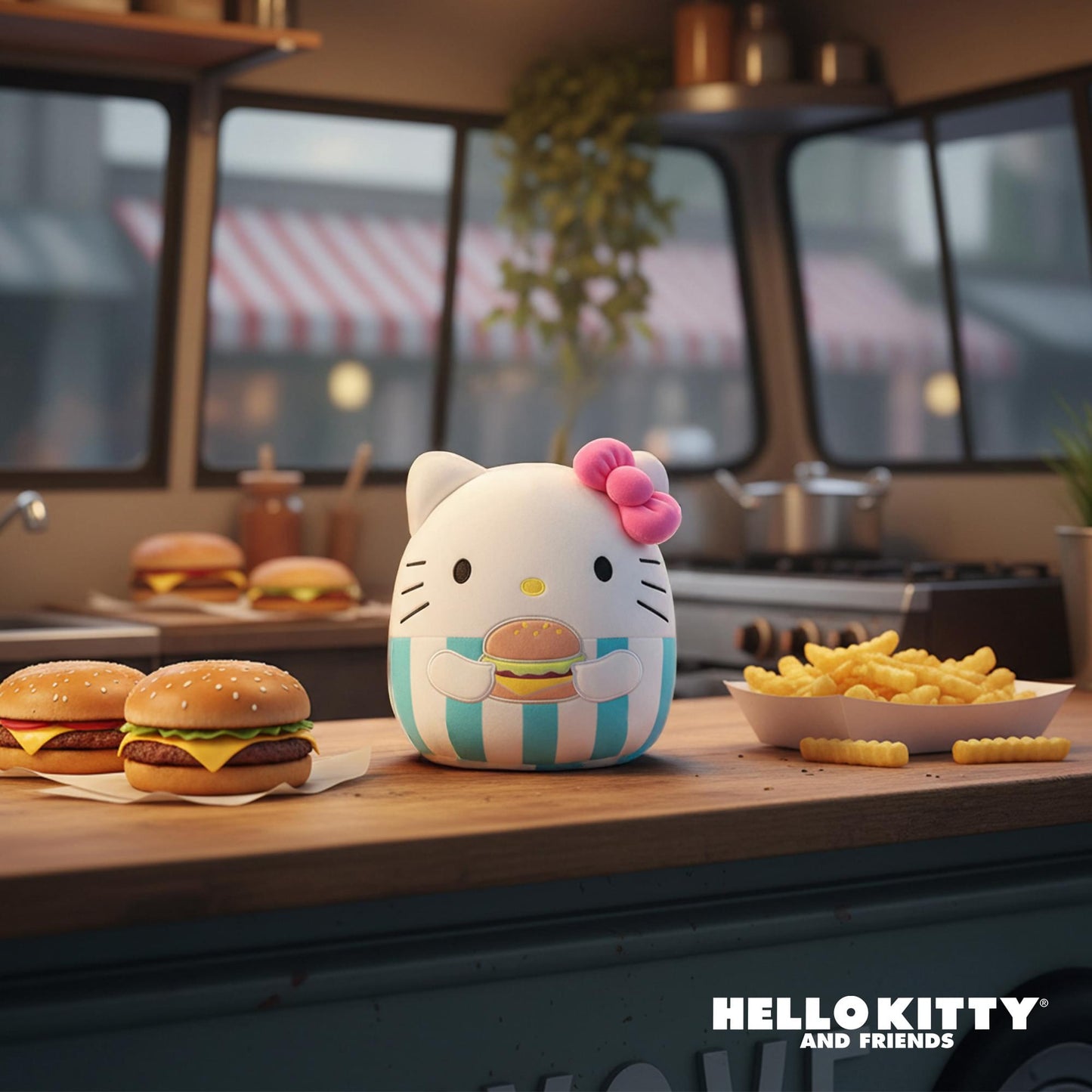 Squishmallows X Sanrio Food 5 Inch Plush | Hello Kitty With Cheeseburger