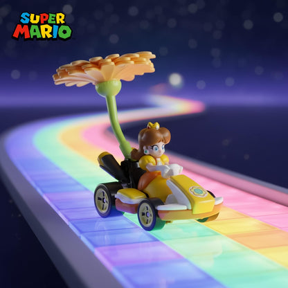 Hot Wheels 1:64 Scale Mario Kart | Princess Daisy Standard Kart + Flower Glider
