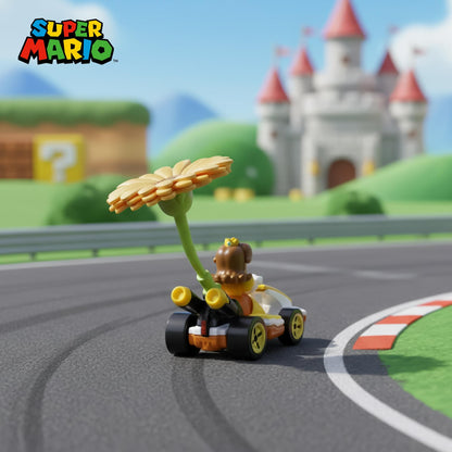 Hot Wheels 1:64 Scale Mario Kart | Princess Daisy Standard Kart + Flower Glider