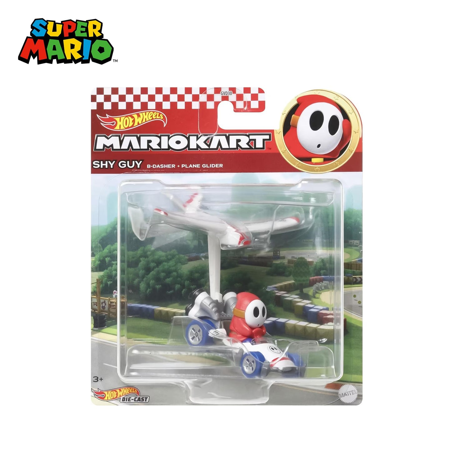 Hot Wheels 1:64 Scale Mario Kart | Shy Guy B-Dasher + Plane Glider