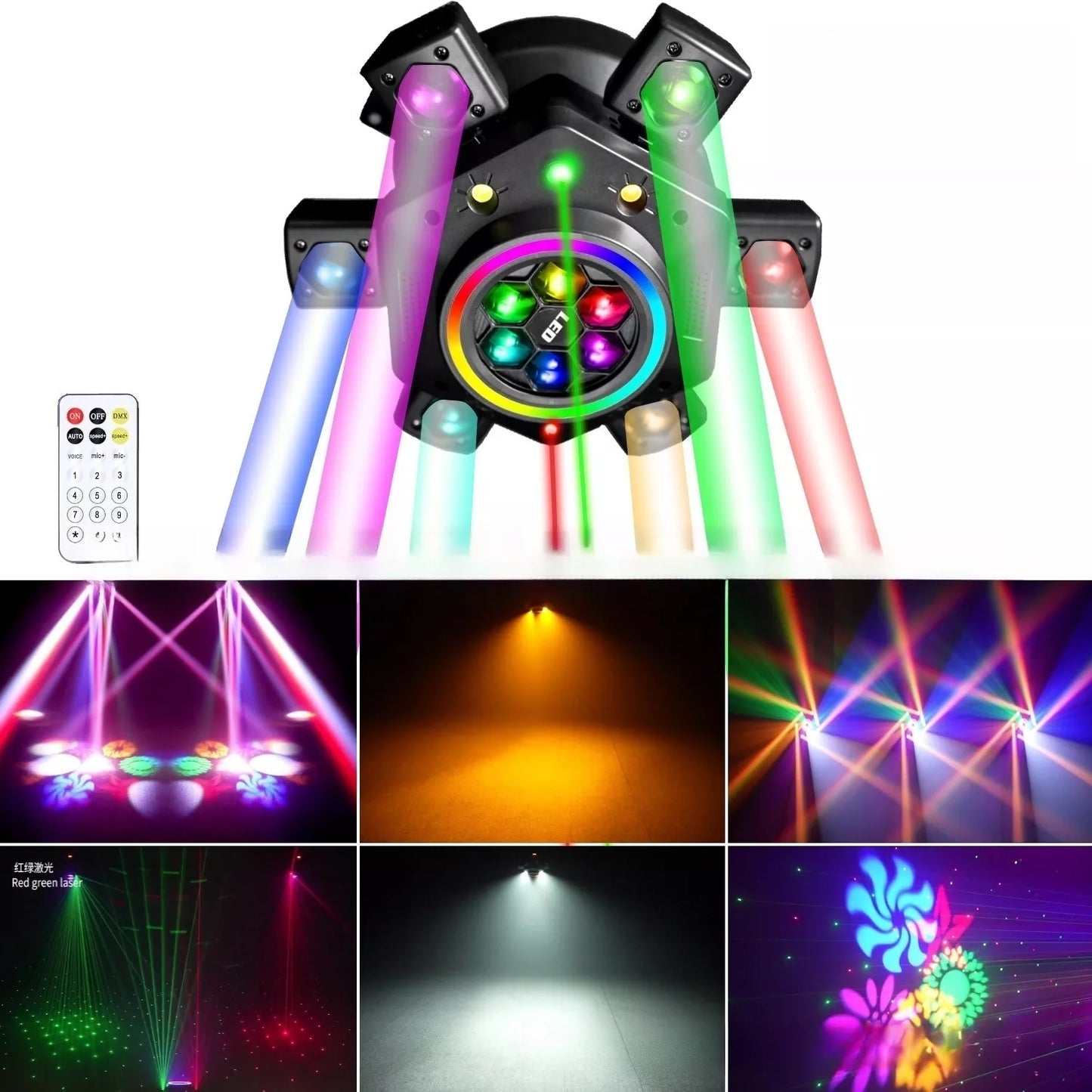 KTVLIGHTS Six Arm RGBW Beam Laser Moving Head Light for DJs - E11