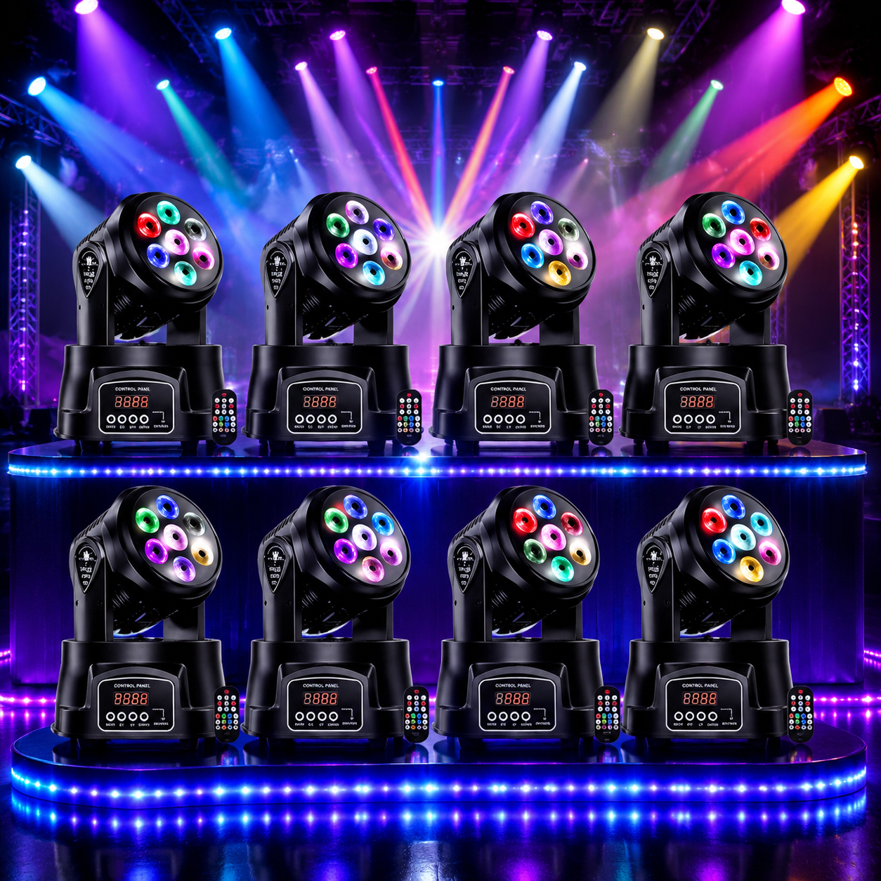 KTVLIGHTS 6 RGBW LED Stage Wash Light Moving Head for DJ Events - P9