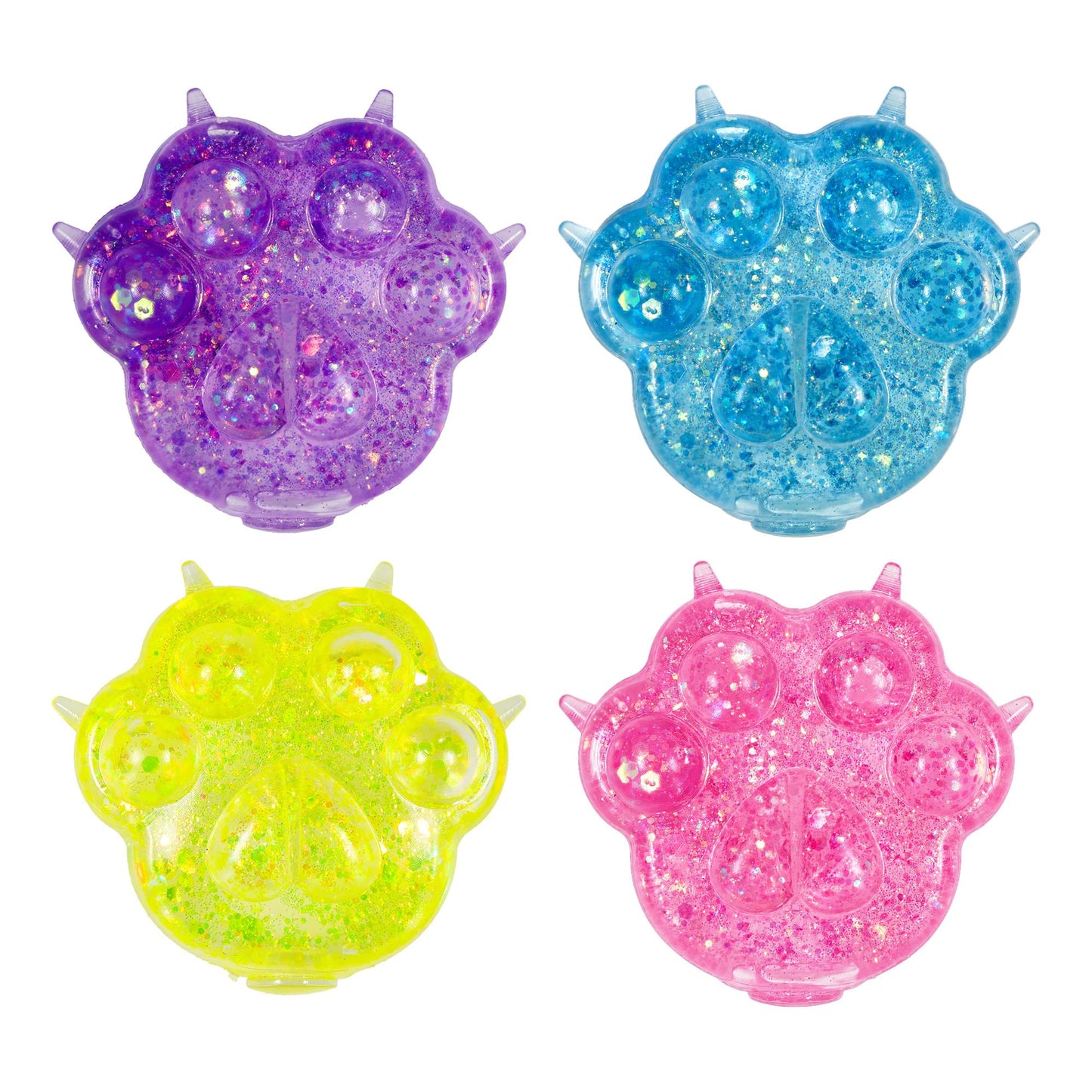 Glitter Cat Paw 3-Inch Squishy Stress Relievers | Set Of 4