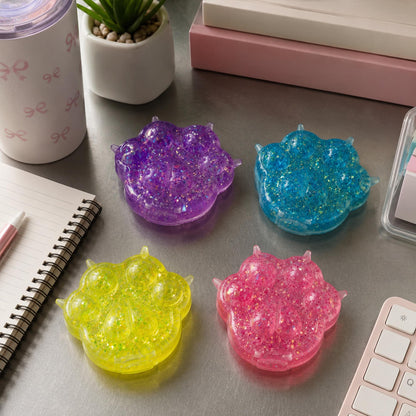 Glitter Cat Paw 3-Inch Squishy Stress Relievers | Set Of 4