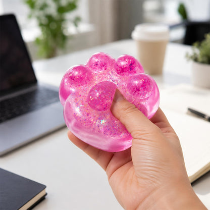 Glitter Cat Paw 3-Inch Squishy Stress Reliever | Pink