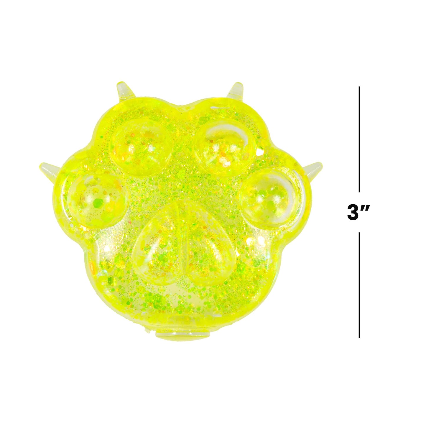 Glitter Cat Paw 3-Inch Squishy Stress Reliever | Yellow