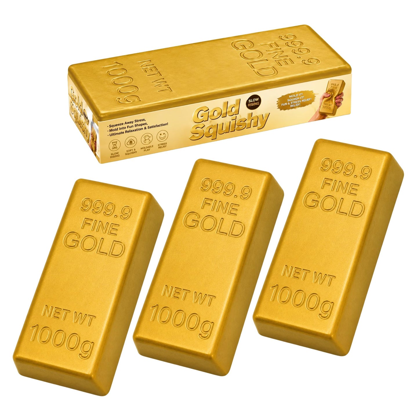 Gold Bar 5-Inch Squishy Stress Relievers | Set Of 3