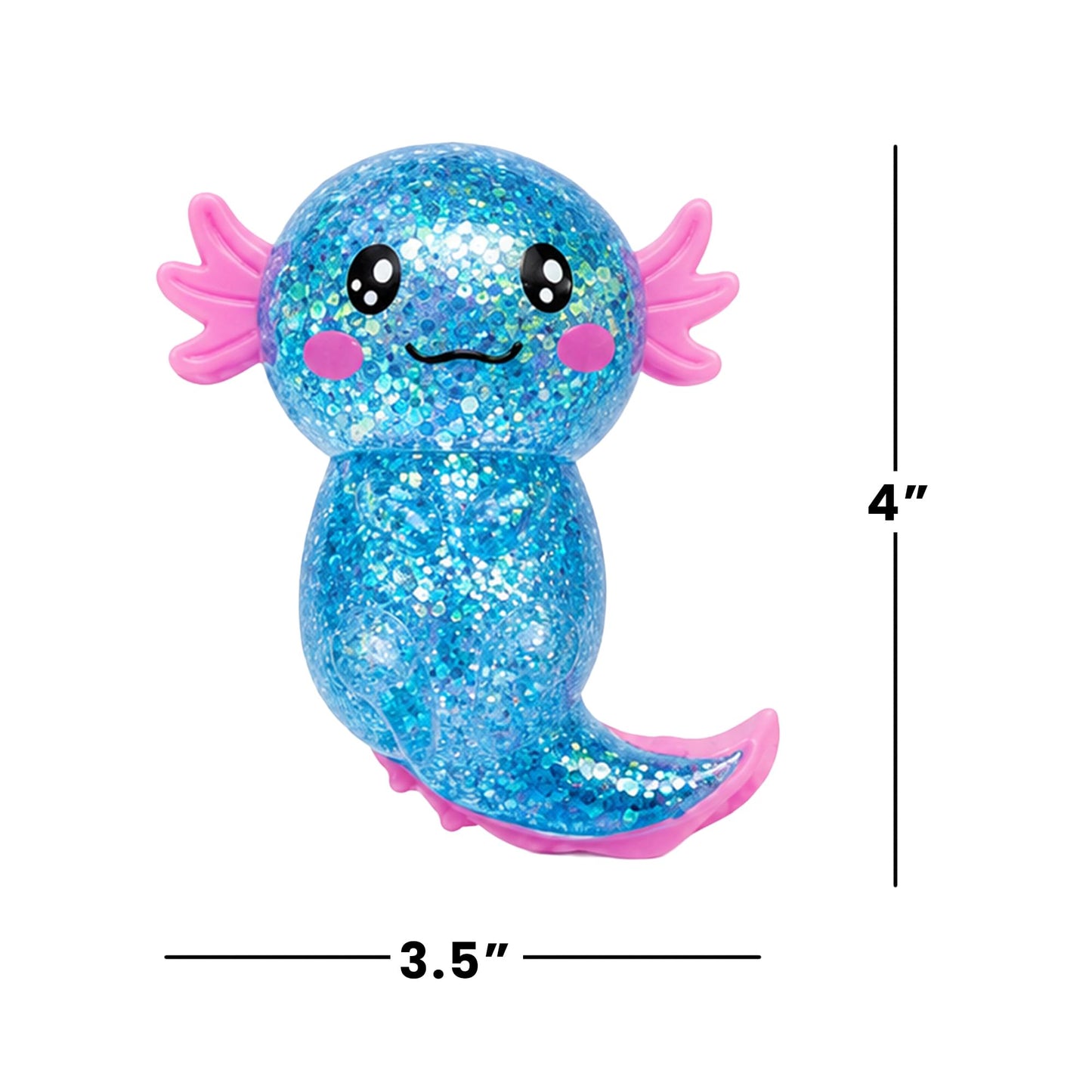 Glitter Axolotl 4-Inch Squishy Stress Reliever | Blue