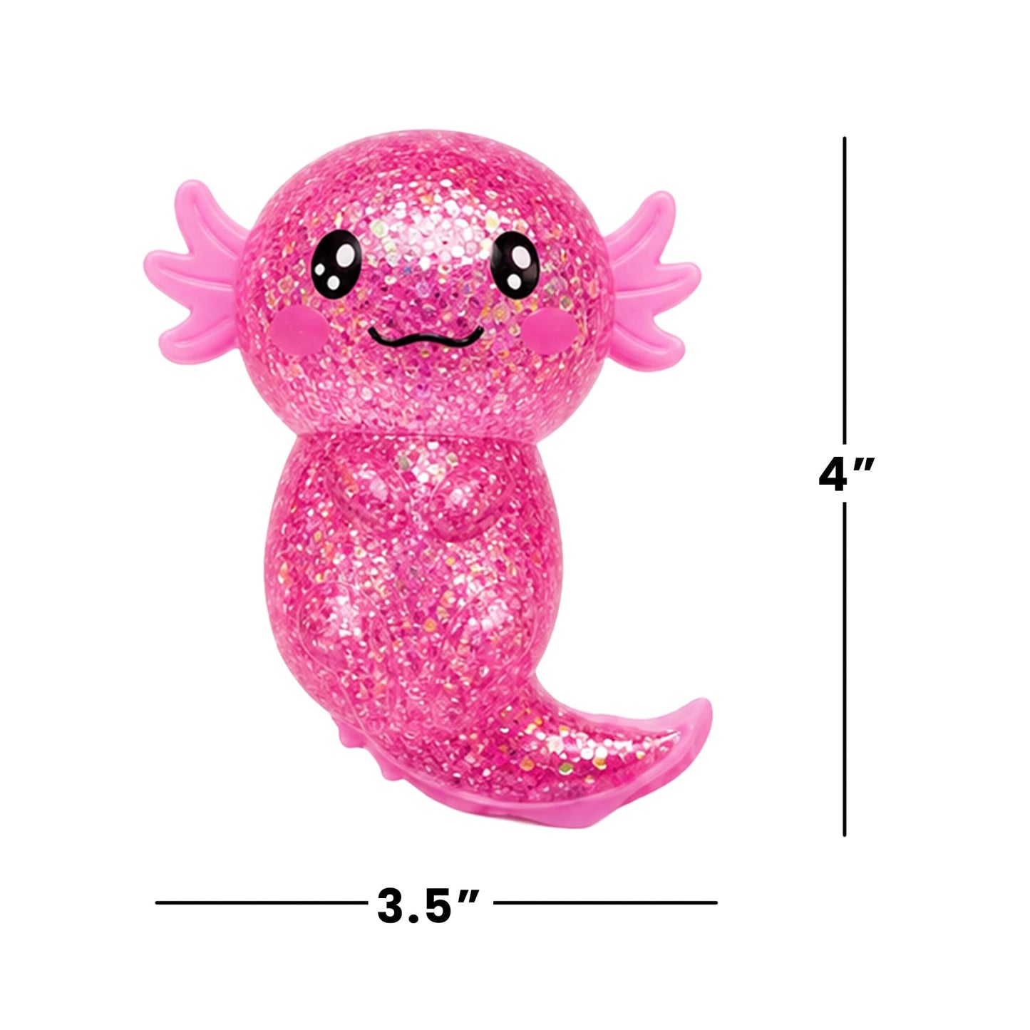 Glitter Axolotl 4-Inch Squishy Stress Reliever | Pink