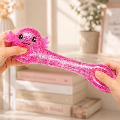 Glitter Axolotl 4-Inch Squishy Stress Reliever | Pink