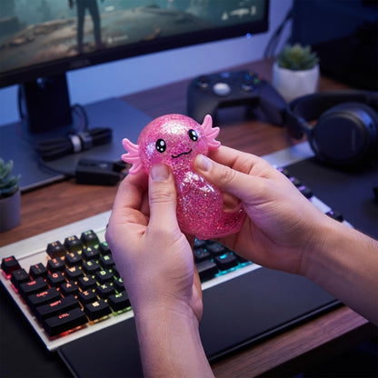 Glitter Axolotl 4-Inch Squishy Stress Reliever | Pink
