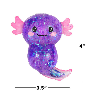 Axolotl Glitter Squishy 4-Inch Stress Reliever | Purple